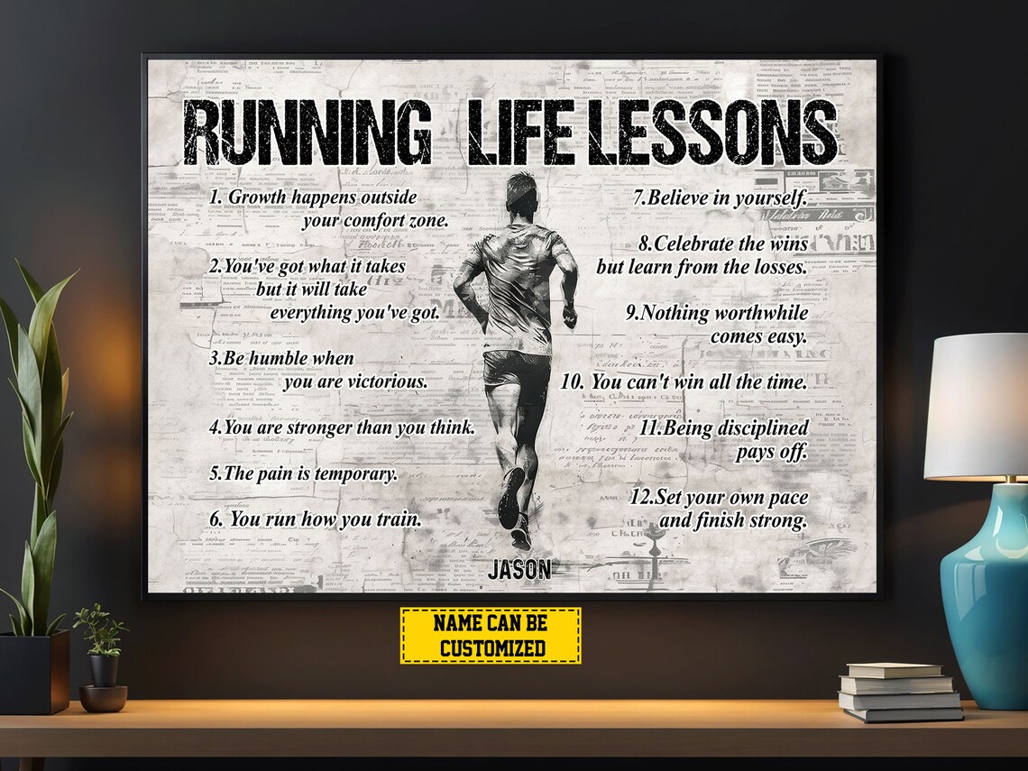 Running Life Lessons Personalized Poster, Runner Gift