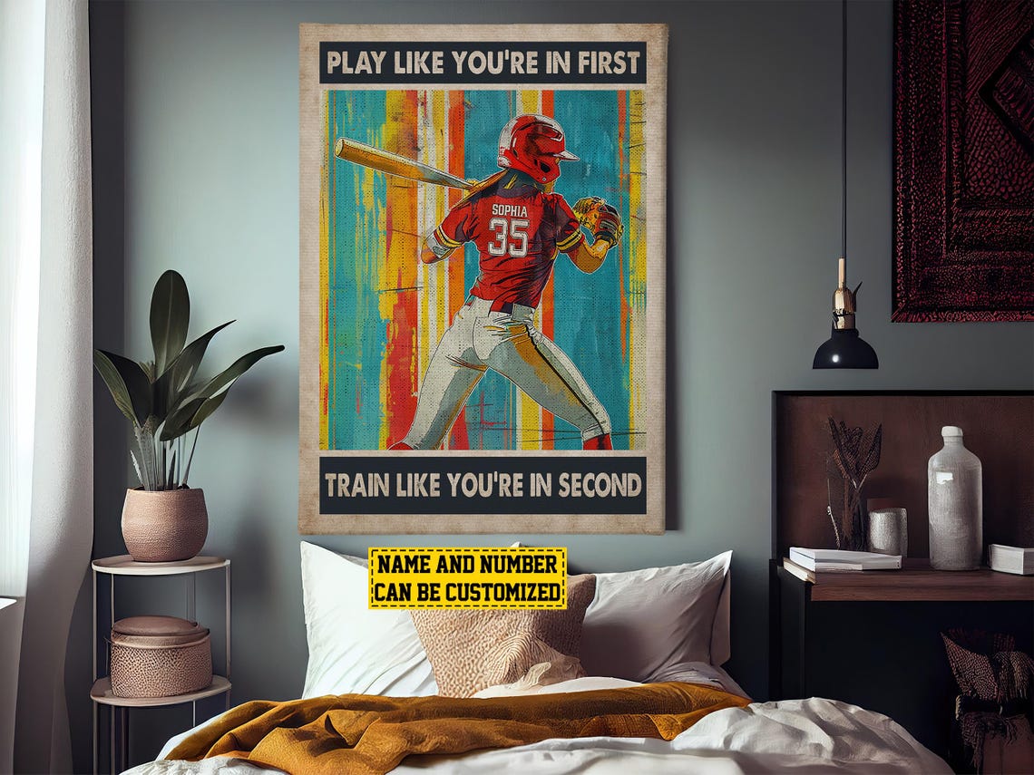 Softball Training Players Personalized Print Baseball Poster Print Softball Gift For Girl Daughter - Image 3