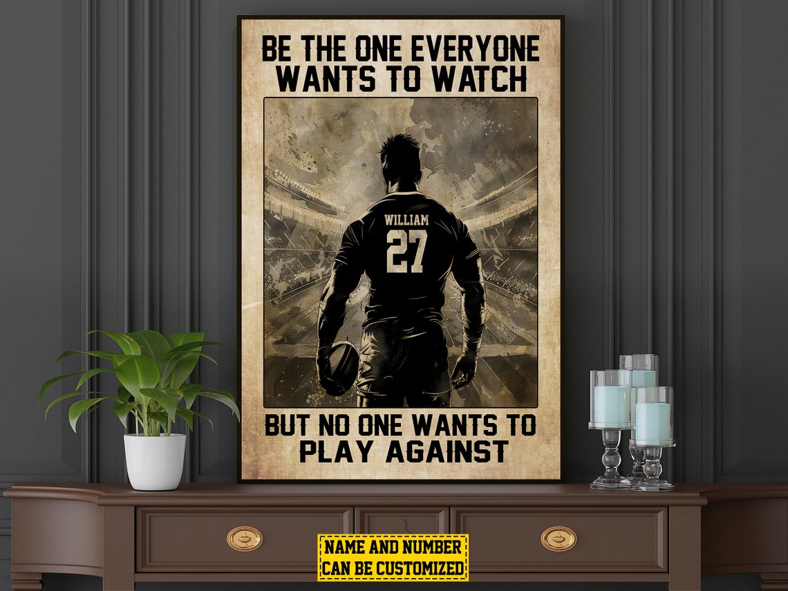 Personalized Football Motivational Quote Vintage Player Poster Gift - Image 6