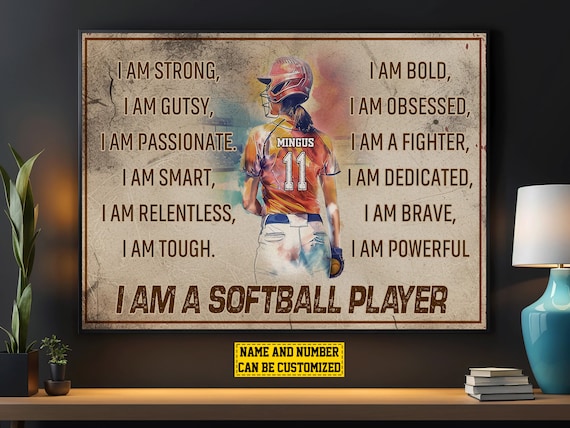 Vintage Baseball Personalized Art Print for Girls & Women