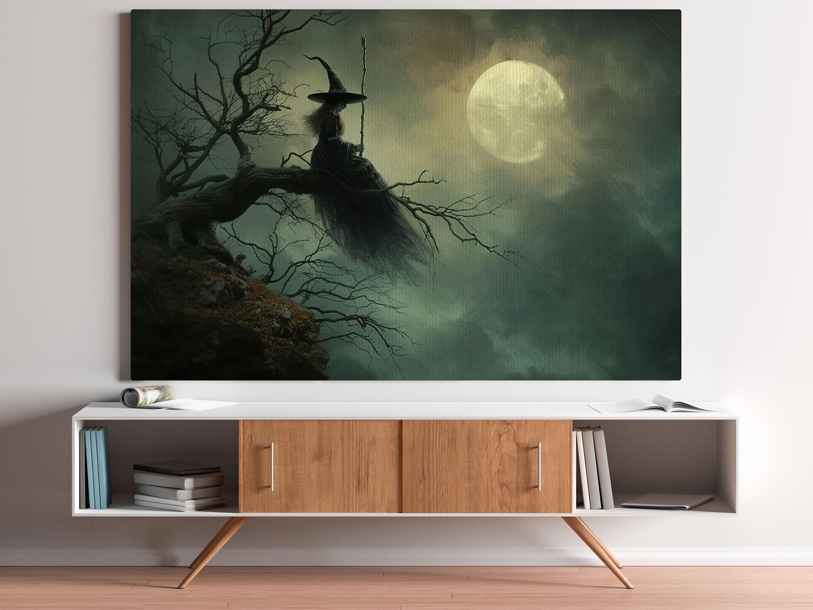 Alone Witch Under Moonlight Halloween Poster - Image 4