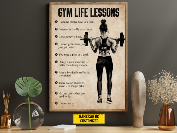 Gym Life Lessons Personalized Print Gym Poster Print Gym Gift For Girl Daughter