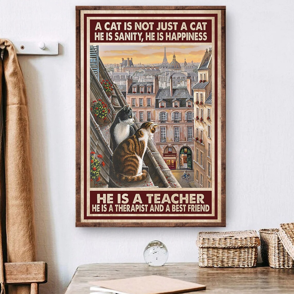 A Cat Is Not Just A Cat Paris Rooftop View Poster Teacher Therapist Best Friend - Image 4