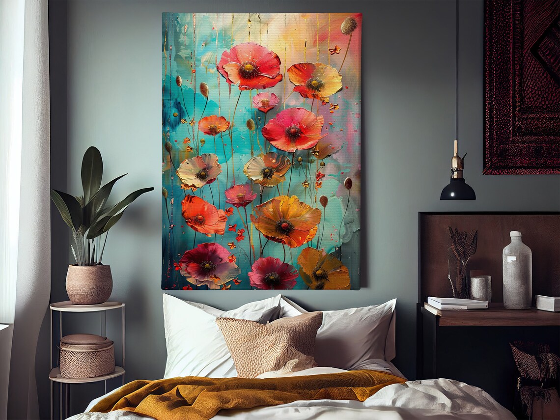 Retro Botanical Flowers Oil Painting Art Print - Image 3
