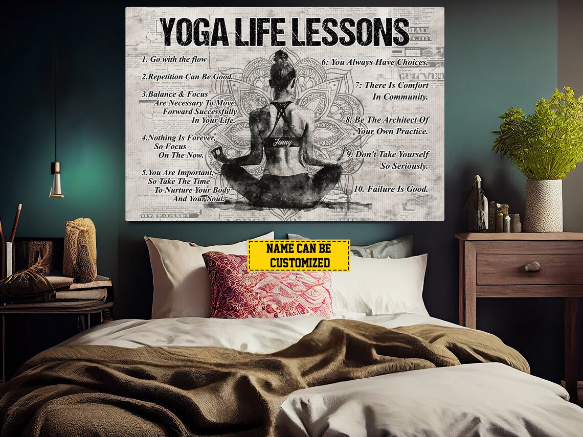 Yoga Life Lessons Personalized Poster Custom Name Meditation Wall Art Print - Image 2