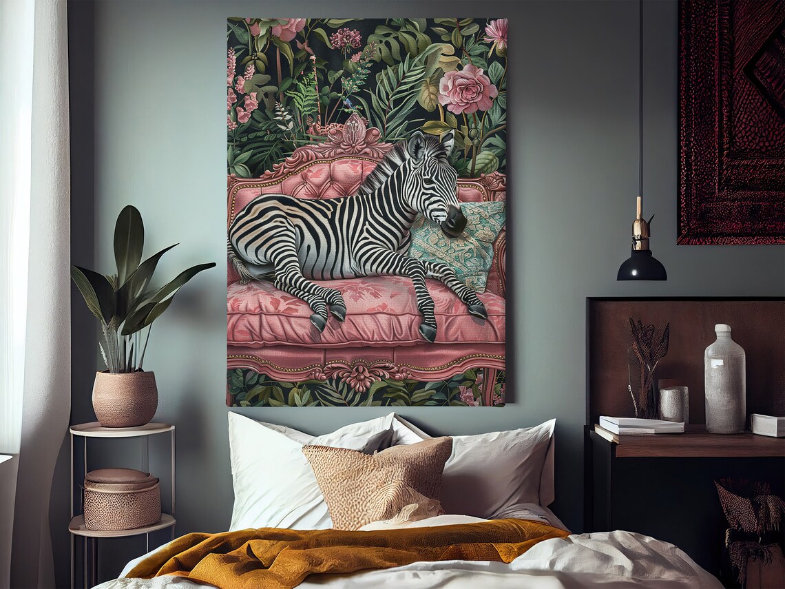 Matisse-Inspired Zebra on Sofa Art Print, Animal Decor - Image 3