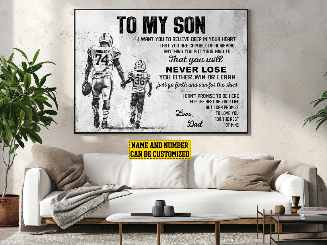 Football To My Son Personalized Gift Poster Print - Image 4