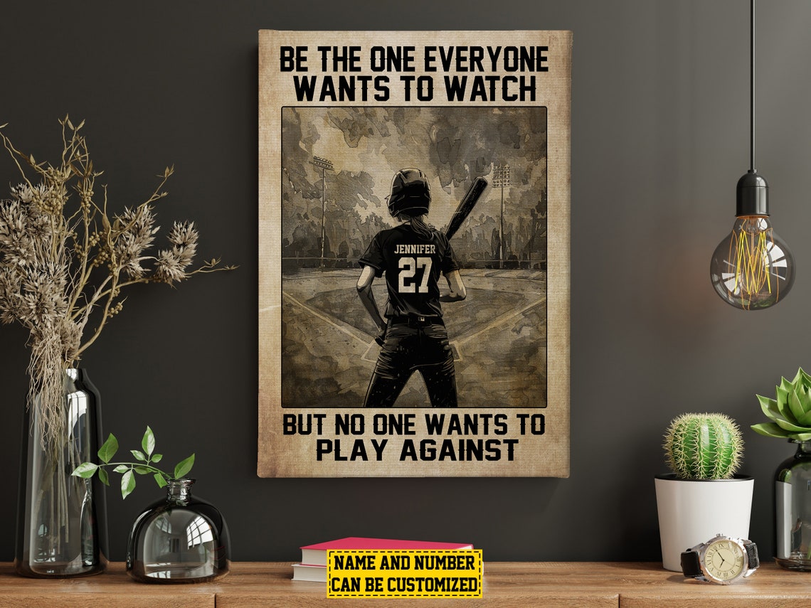 Personalized Softball Motivational Quote Vintage Player Poster Gift - Image 5