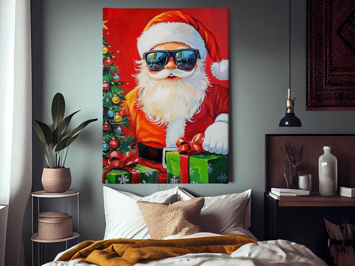 Funny Santa Portrait, Cozy Christmas Poster Print - Image 3
