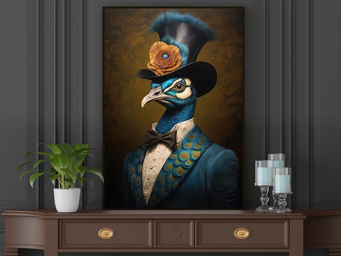 Vintage Renaissance Peacock Poster, Cottage Wall Art Print - Image 5