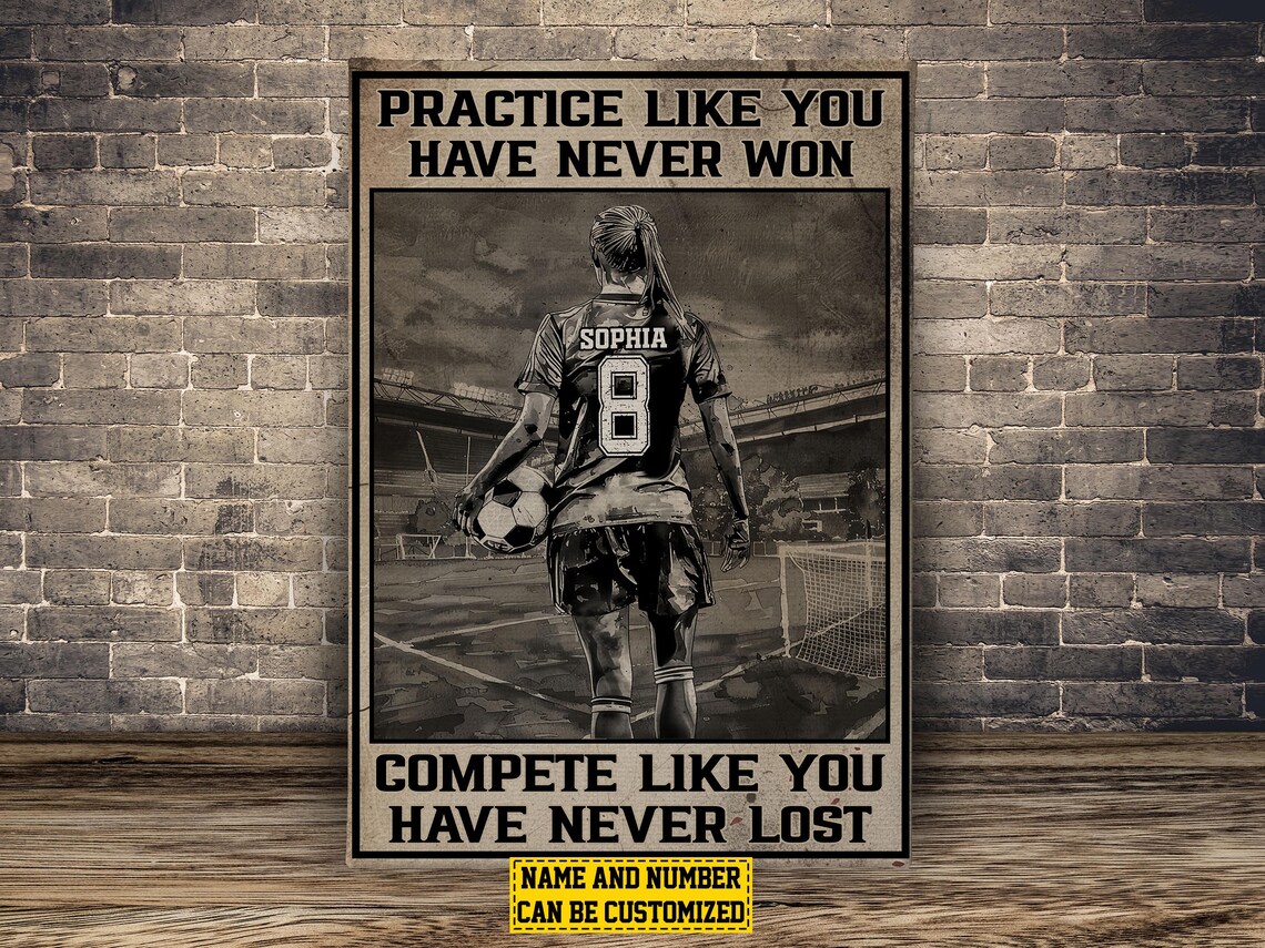 Personalized Soccer Practice Compete Motivational Poster Gift - Image 2