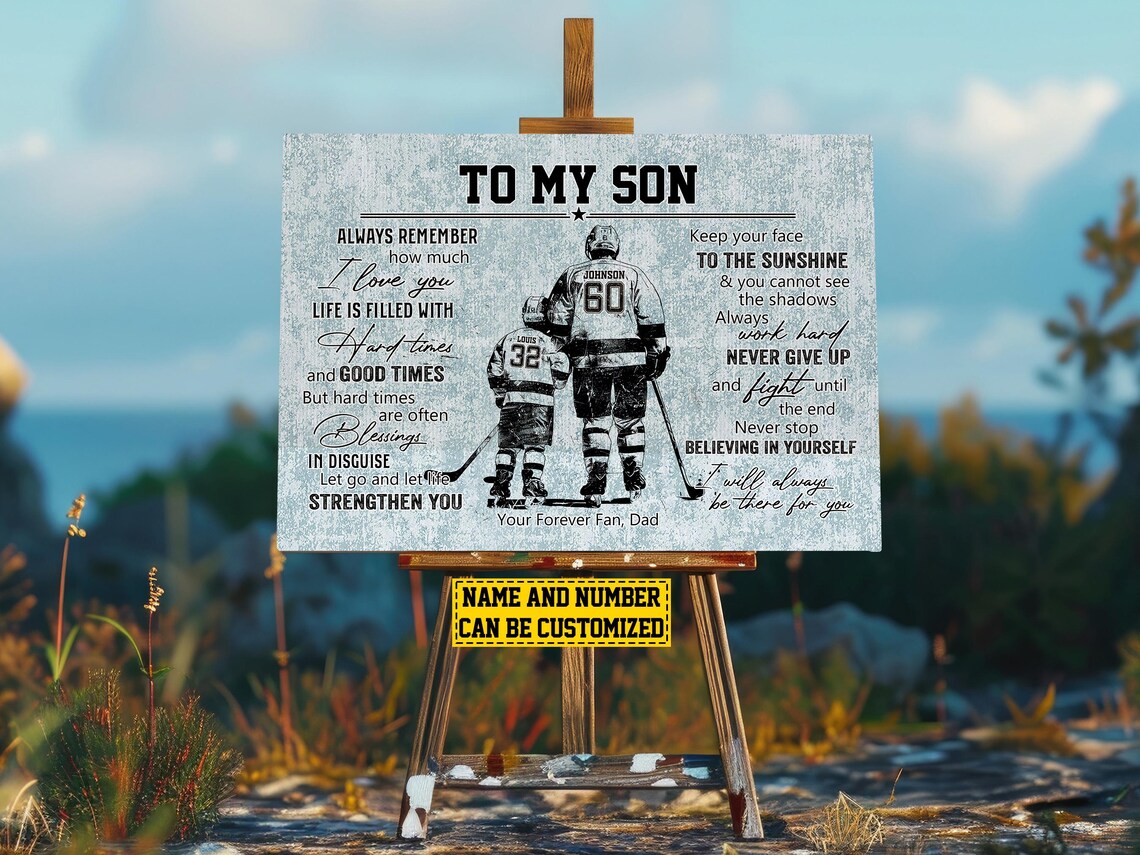 Hockey For My Son Personalized Team Sports Poster Print - Image 2