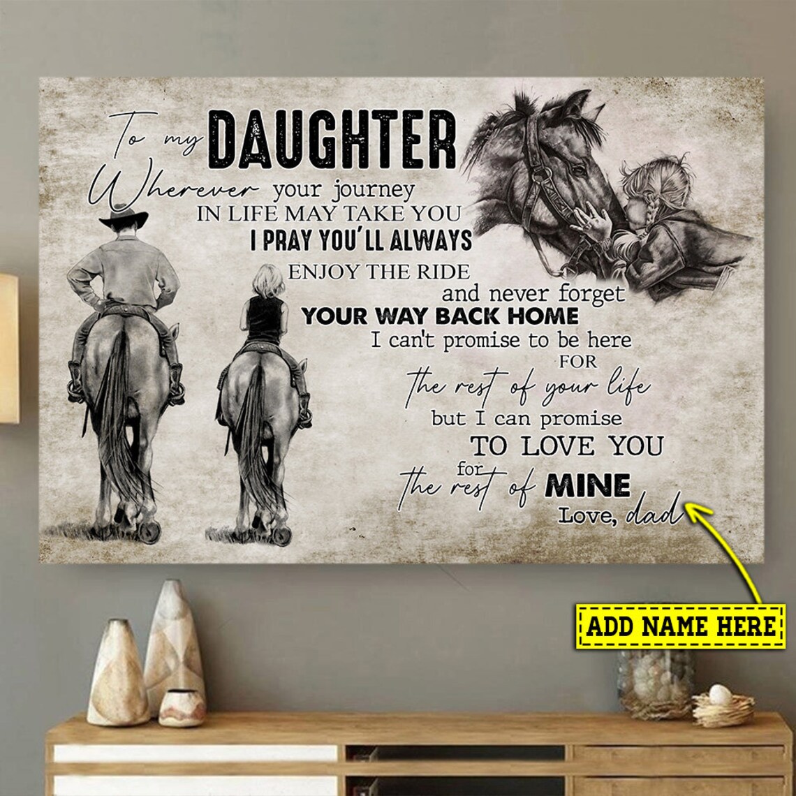 Classic Personalized Cowboy Gift For Daughter Art Print - Image 3