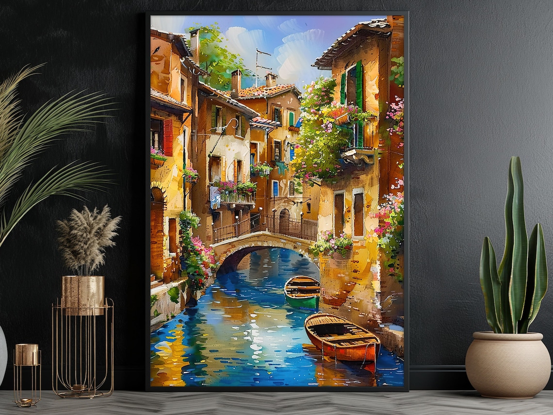 Vintage Venice River Art Print, Dreamy Landscape - Image 4
