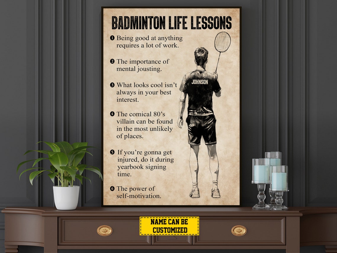 Badminton Life Lessons Personalized Print Badminton Poster Print Badminton Gift For Boy Son - Image 4