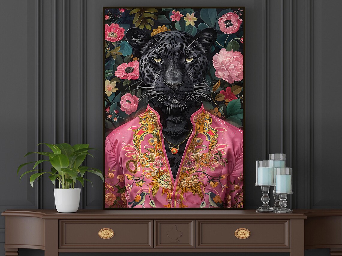 Matisse-Inspired Black Leopard Lady Art Print - Image 4