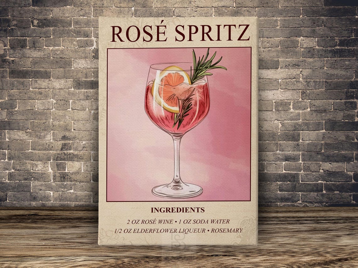 Rose Spritz Wine Poster, Bar Wall Decor - Image 2