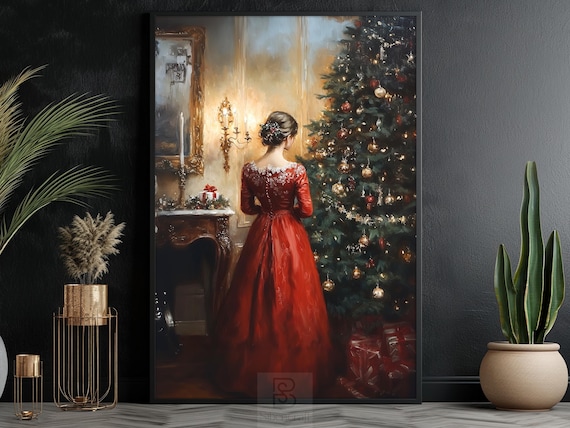 Cozy Christmas Tree Art Print, Warm Holiday Decor