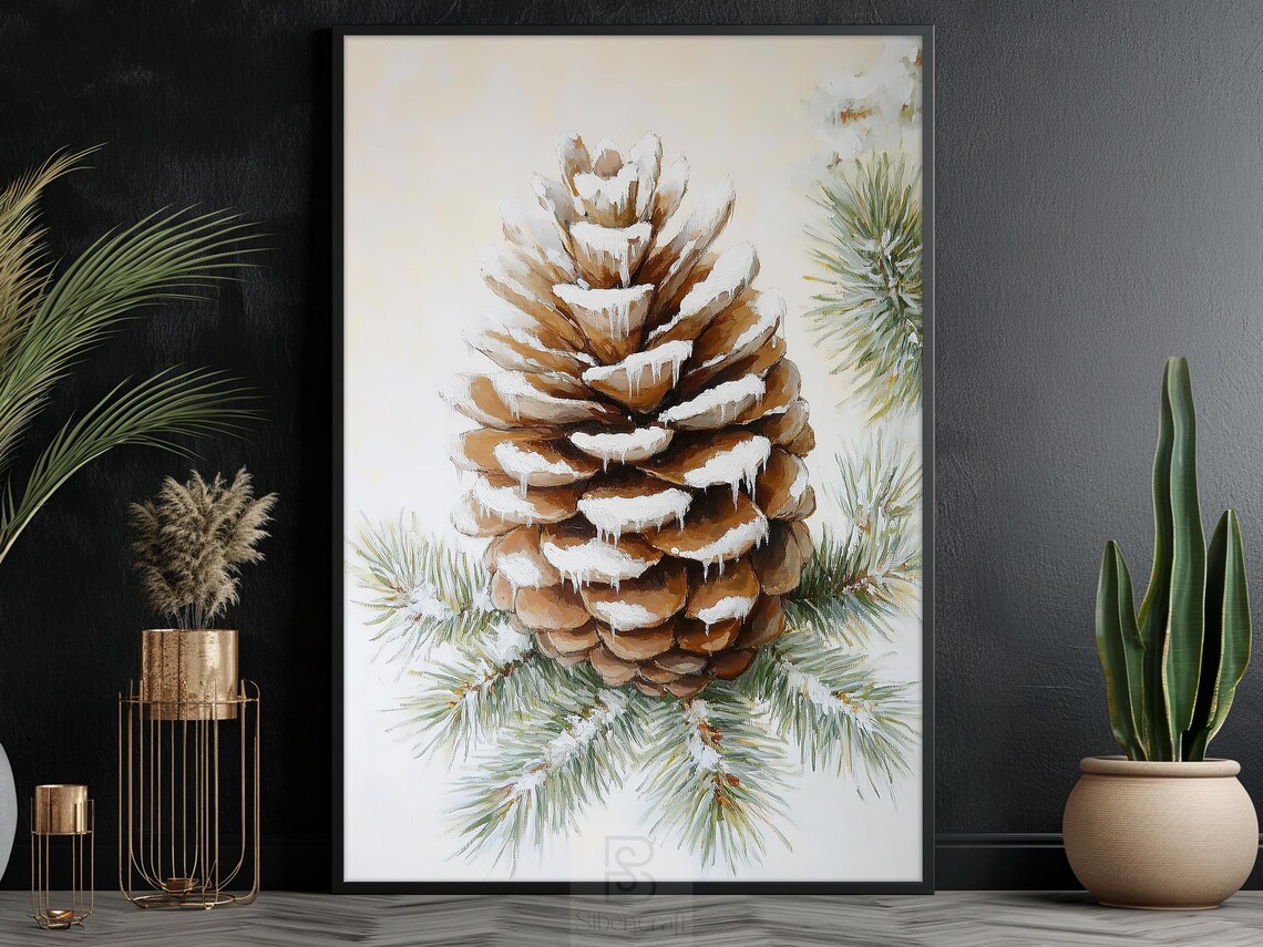 Cottage Pinecone Vintage Christmas Art Print, Winter Decor - Image 6
