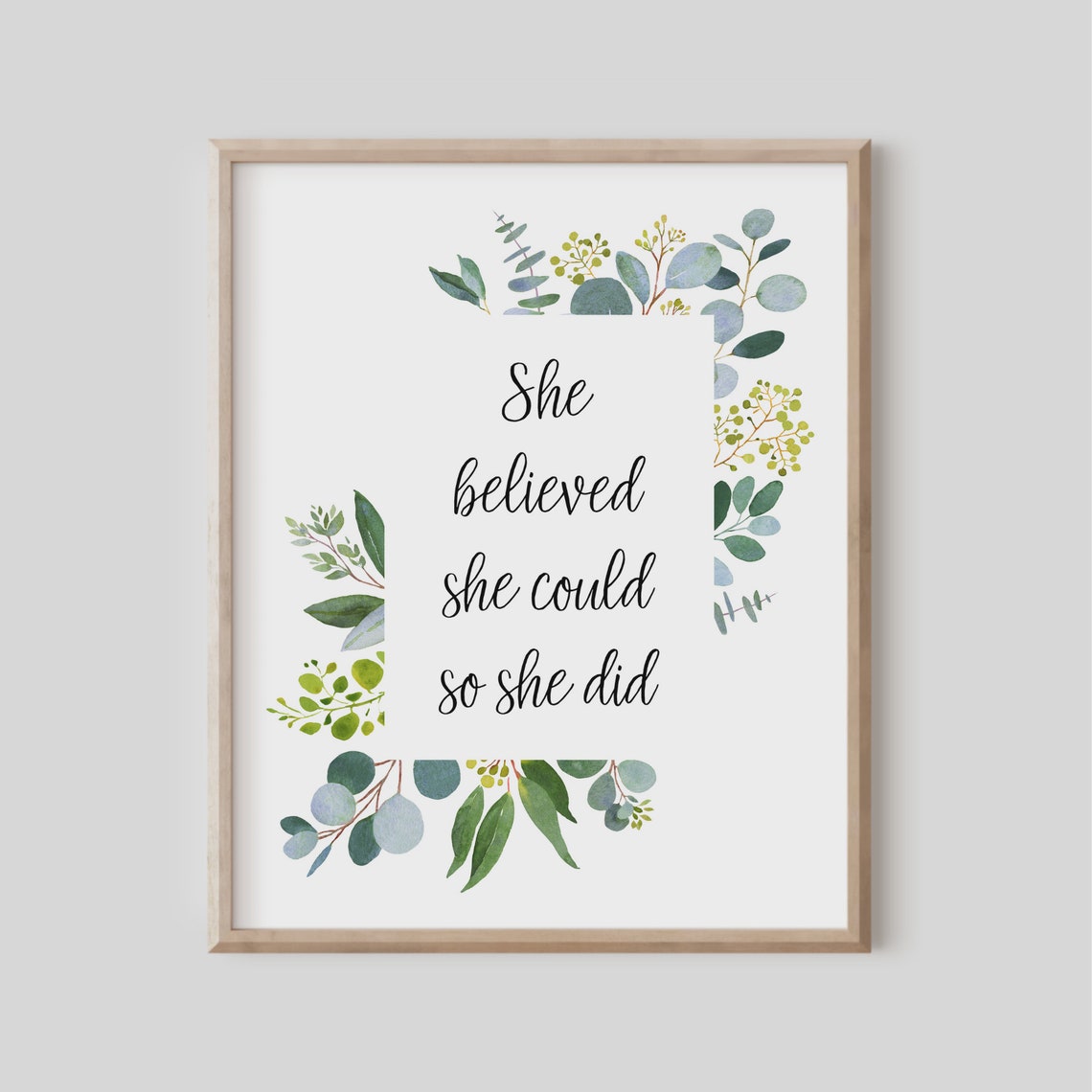 She Believed She Could So She Did Eucalyptus Quote Poster Gift