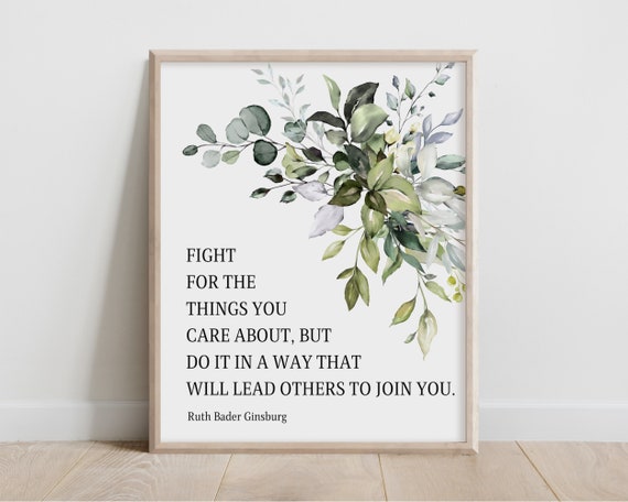 Ruth Bader Ginsburg Quote Inspirational Wall Art Print Motivational Poster Feminist Gift Therapist Decor Classroom Teacher Women