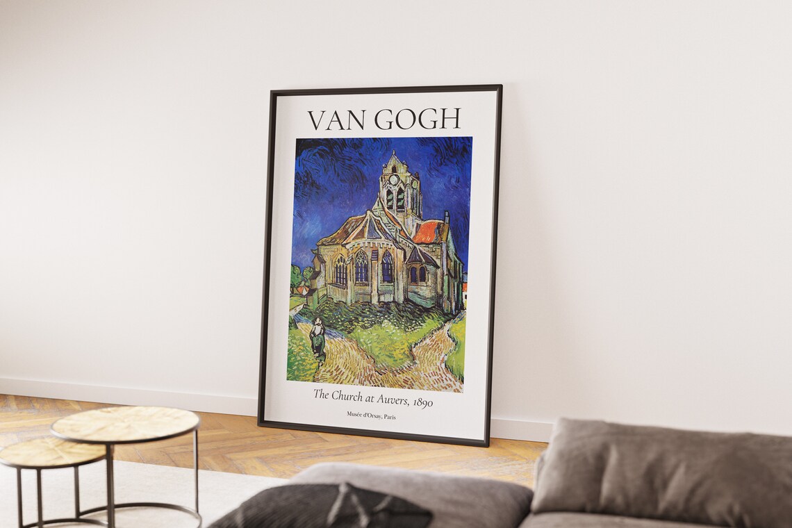 Van Gogh The Church at Auvers Gothic Steeple 1890 Exhibition Art Poster - Image 7