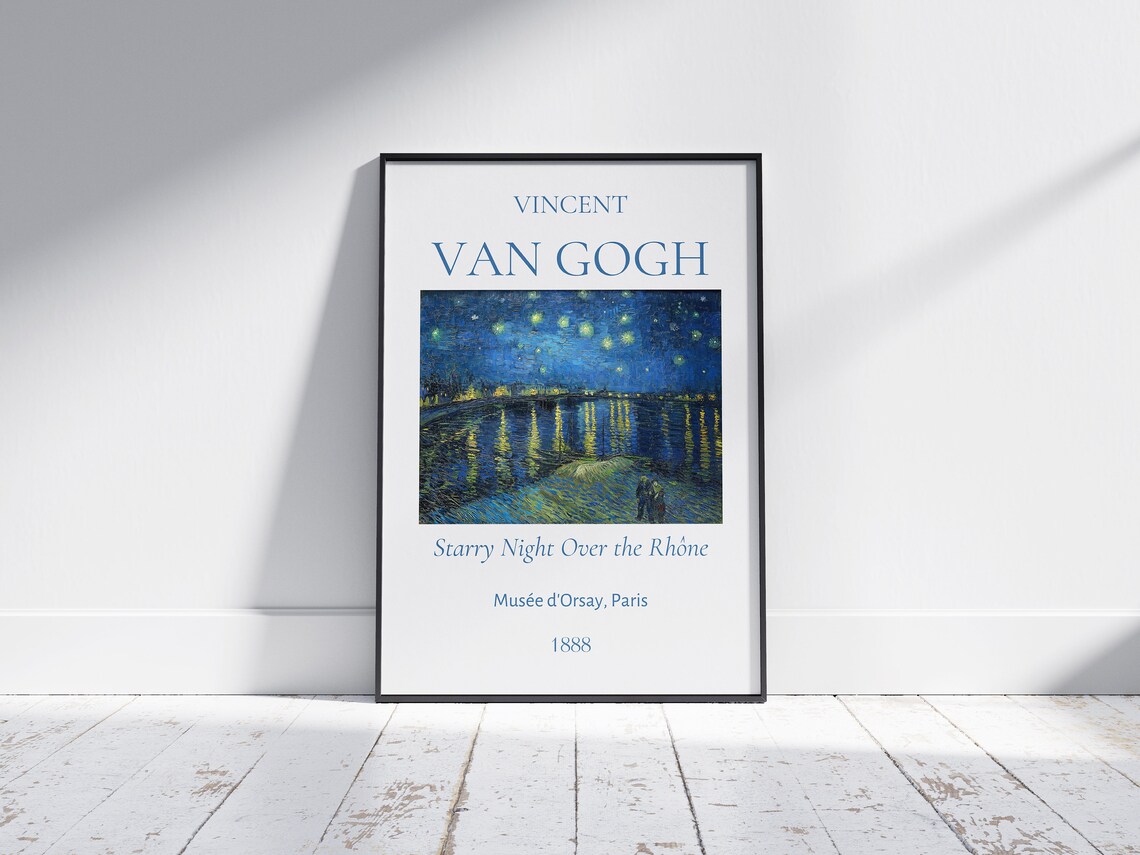 Van Gogh Starry Night Over the Rhone Reflections 1888 Exhibition Art Poster - Image 7