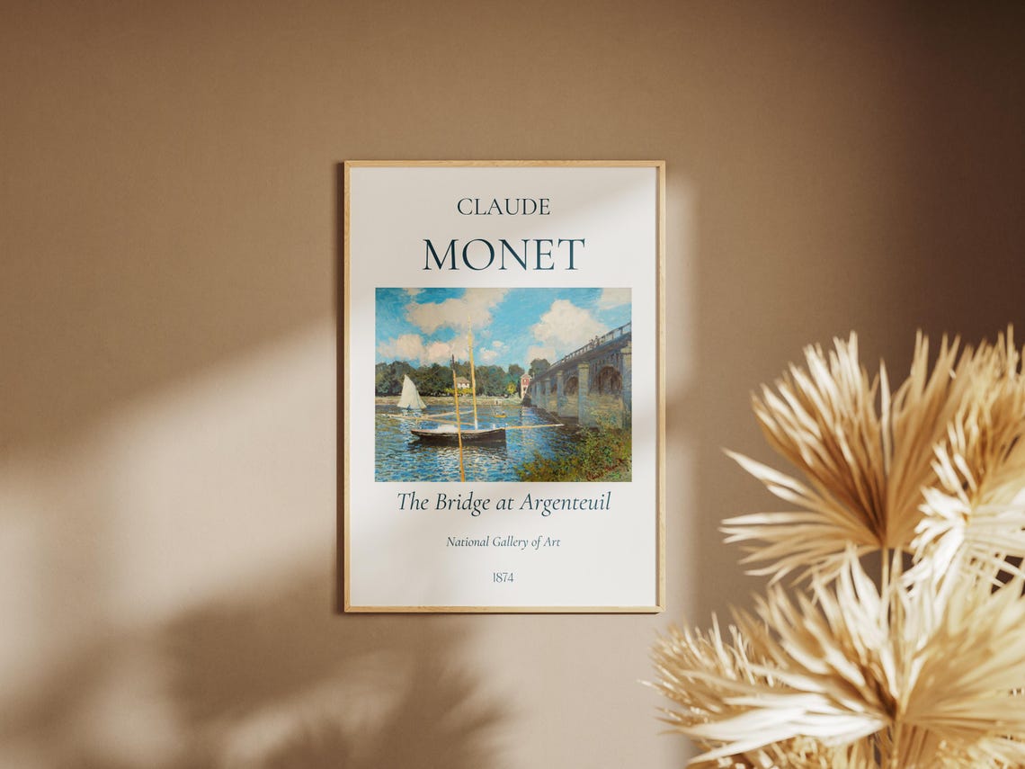 Claude Monet Art Print The Bridge At Argenteuil Monet Exhibition Poster Monet Painting Vintage Home Poster Landscape Print - Image 4