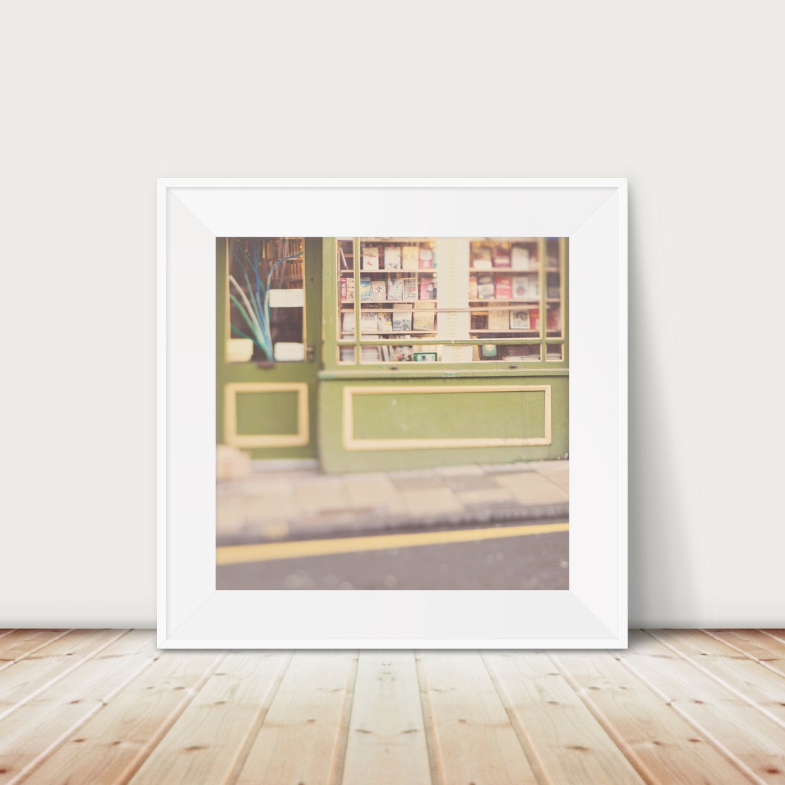 Charming Edinburgh Green Bookshop Storefront Photography Print