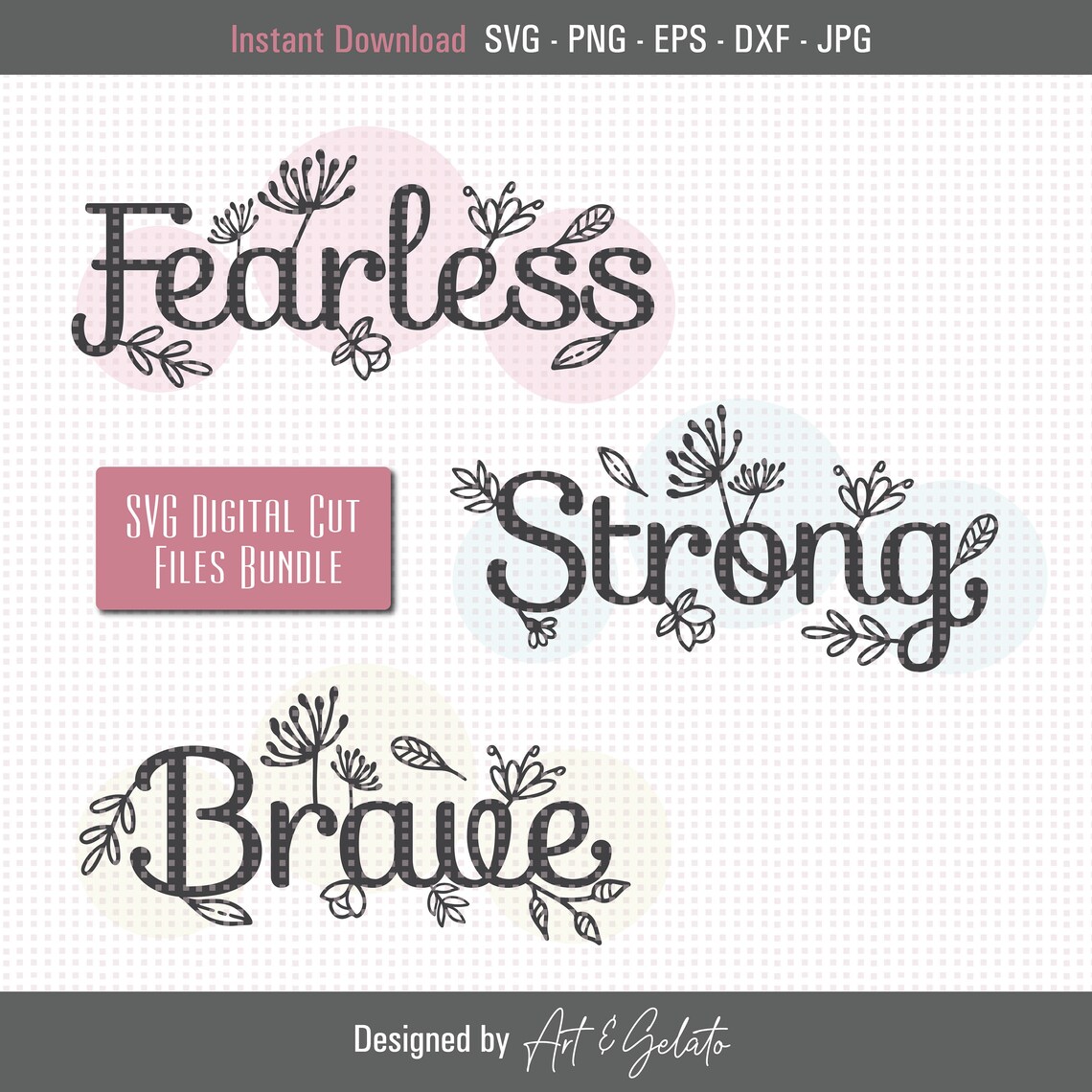 Joshua 1:9 Fearless Strong Brave Floral Art Print