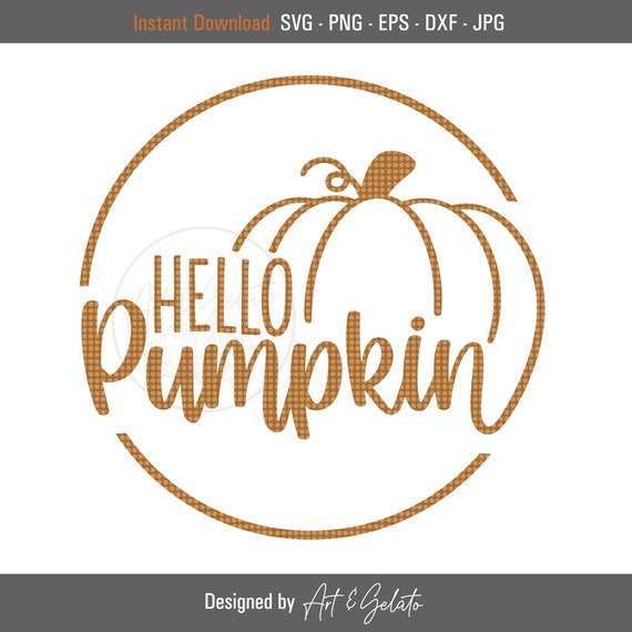 Hello Pumpkin Fall Circle Sign, Autumn Art Print