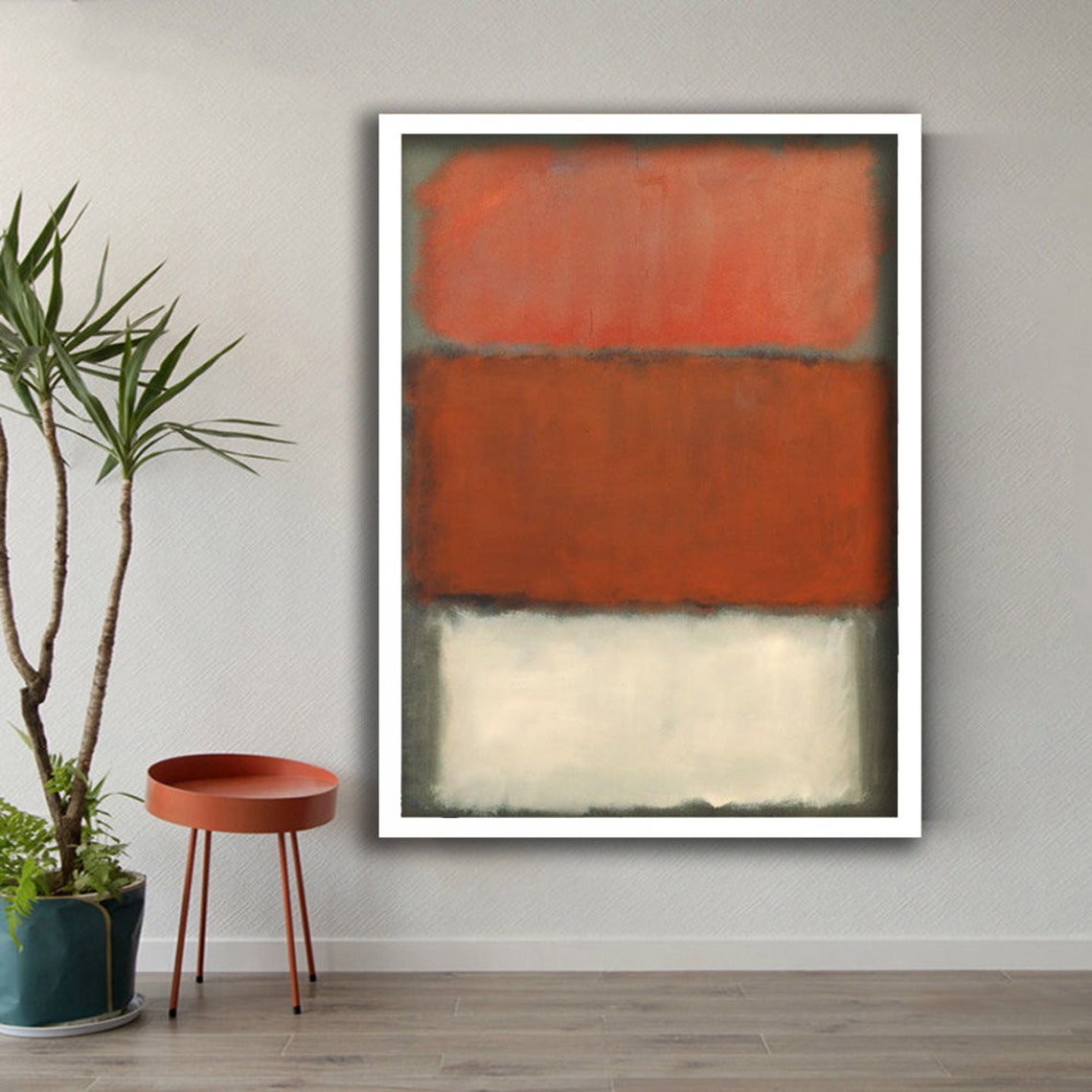 Mark Rothko Style Red Orange White Abstract Color Block Art Poster - Image 3