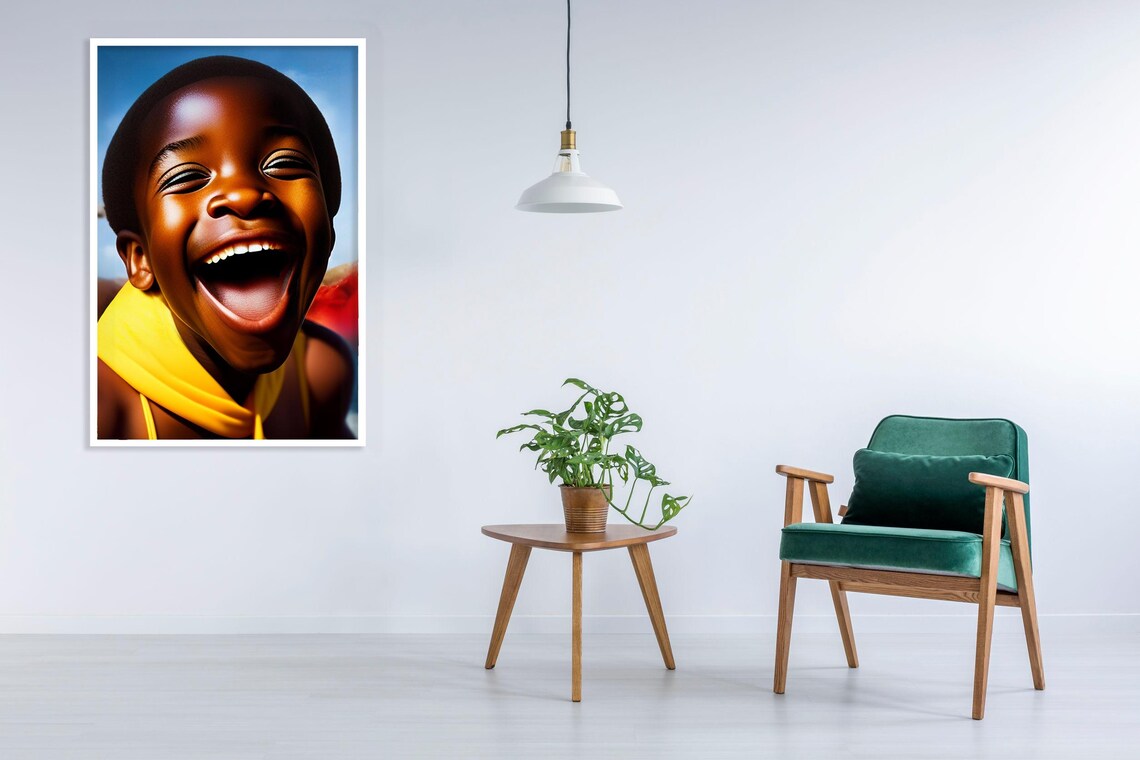 Laughing African Boy Print Wall Decor African Design Indigenous Modern Art Wall Decor Print - Image 3