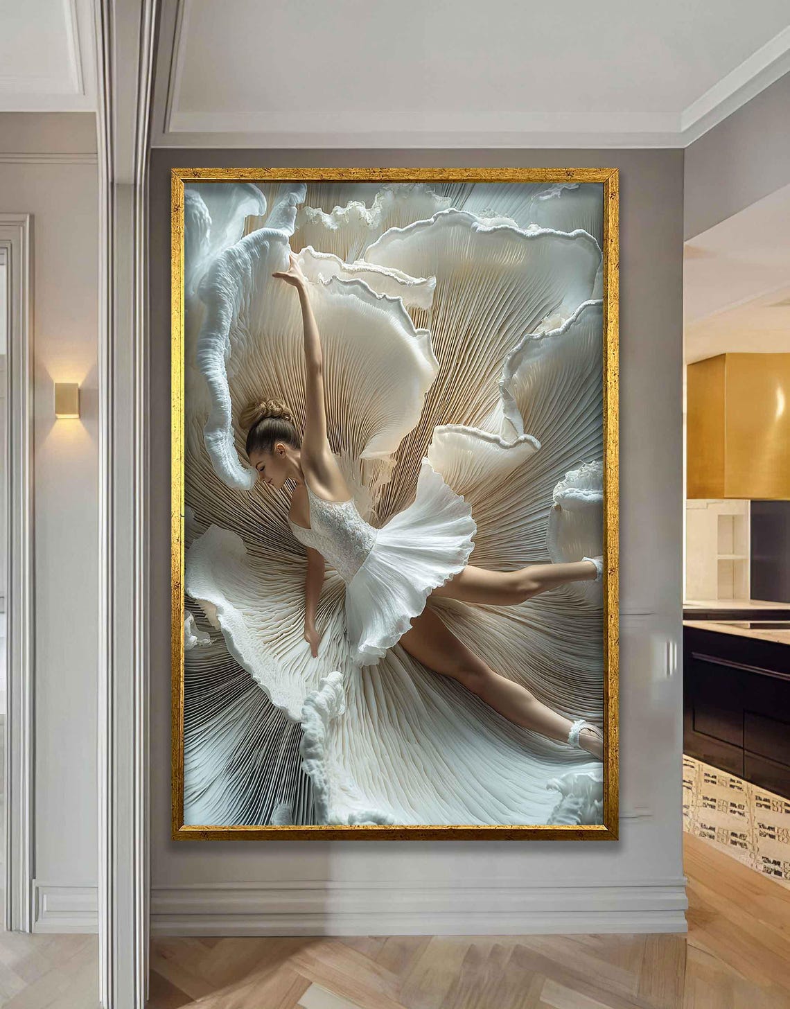 Elegant Ballerina Dancing Inside Giant White Flower Artistic Poster - Image 4