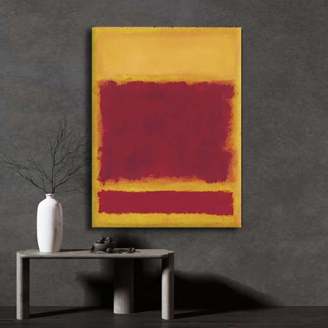 Rothko Style Yellow Burgundy Color Field Abstract Art Wall Print - Image 2