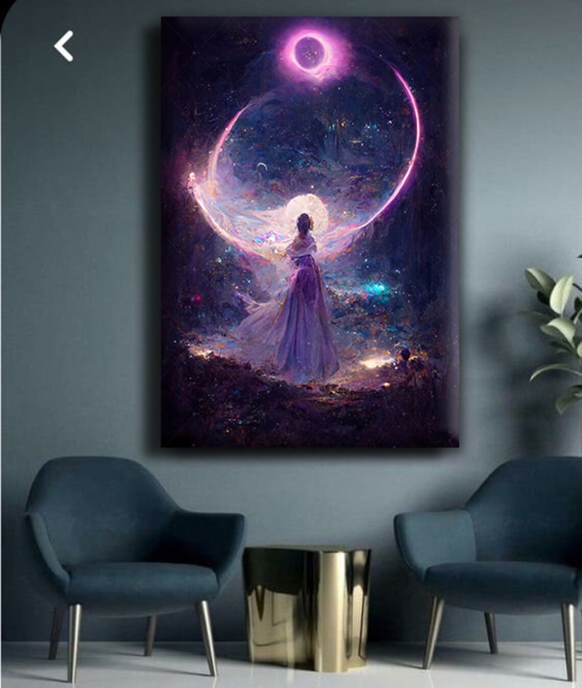 Woman Gazing Cosmic Moon Purple Galaxy Dreamscape Fantasy Surreal Art Poster - Image 3