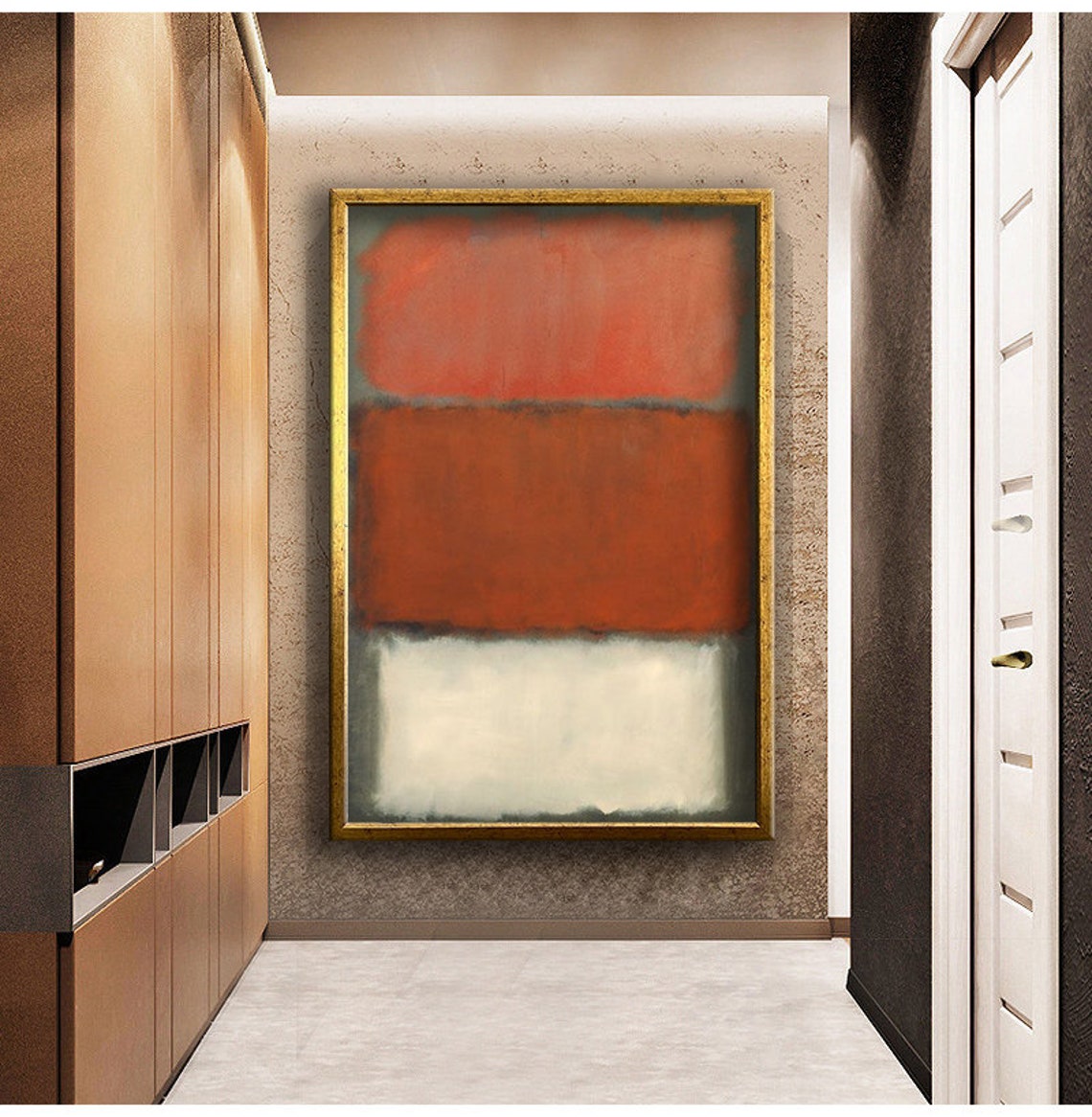 Mark Rothko Style Red Orange White Abstract Color Block Art Poster