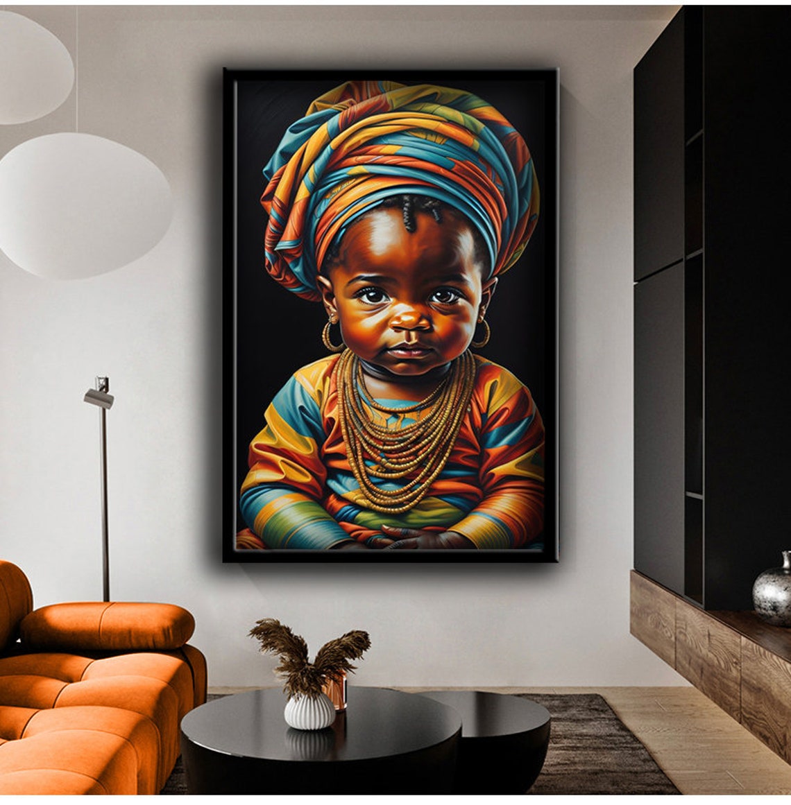 African Baby Painting Black Baby Wall Decor Colorful Baby Local Painting Ready To Hang Painting Home Decorative - Image 2