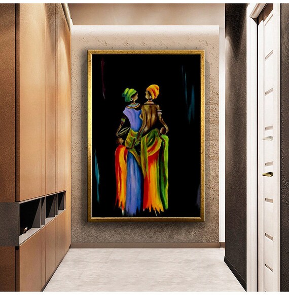 African Women Colorful Painting Abstract Design African Women Ready To Hang Painting Gift Print Home Decor