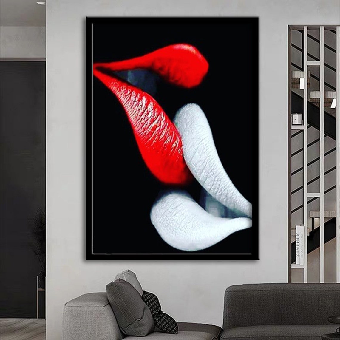 Pop Art Red White Lips Bold Kiss Modern Glam Statement Poster - Image 4