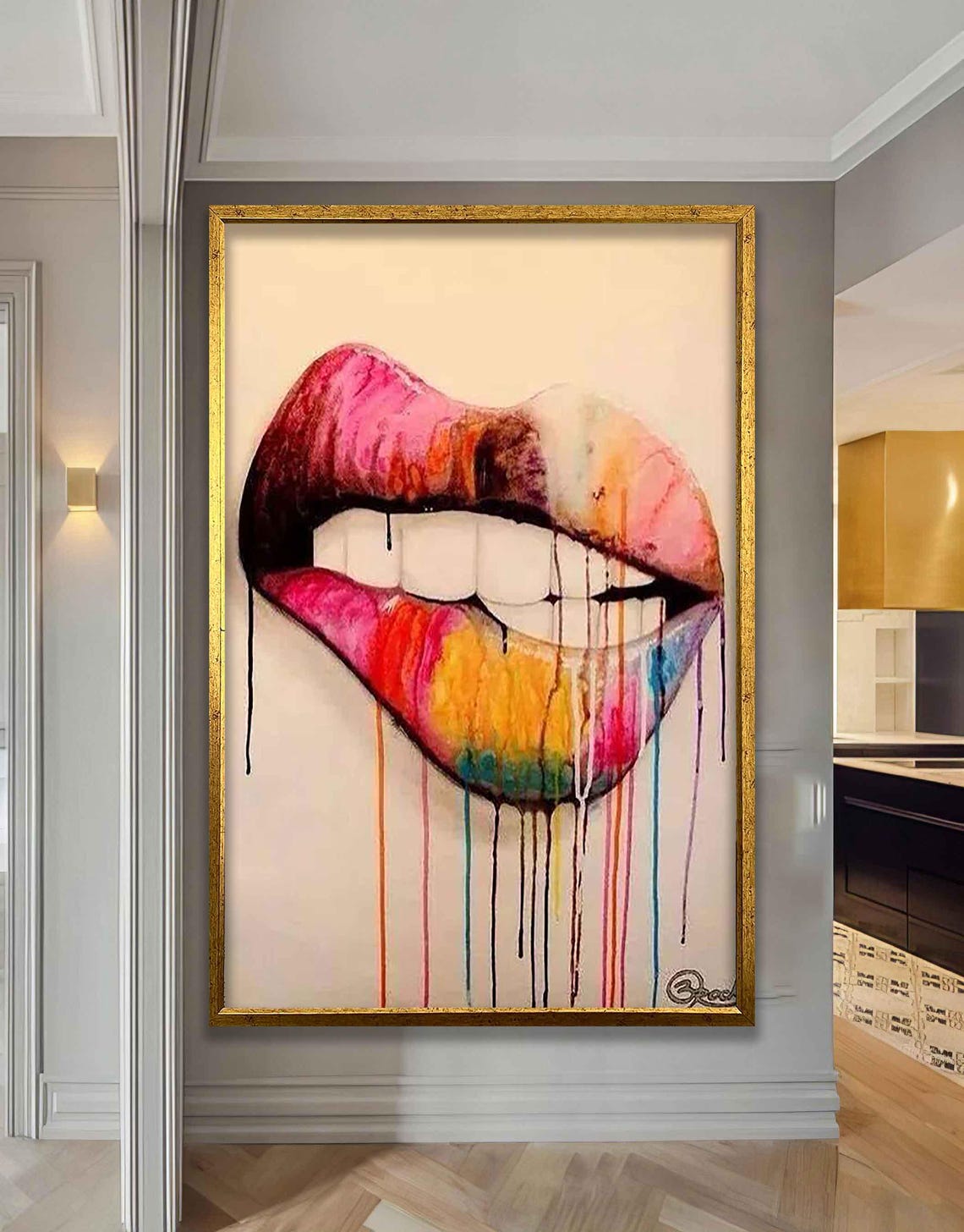 Rainbow Watercolor Lips Paint Drip Colorful Modern Beauty Poster - Image 4