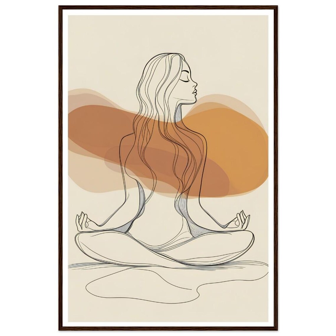 Yoga Meditation Line Art Woman Mindfulness Wellness Boho Style Art Print - Image 3