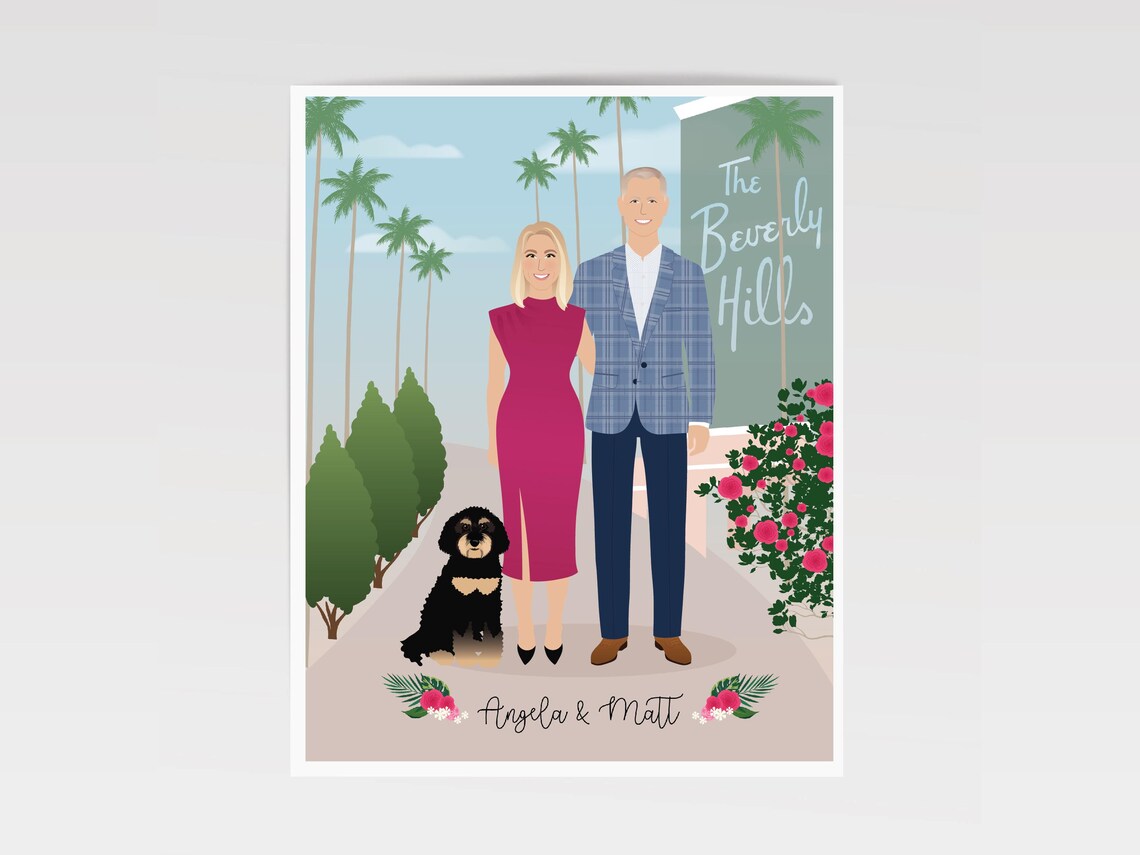 Custom Couple Portrait, Personalized Couple Drawing - Image 4