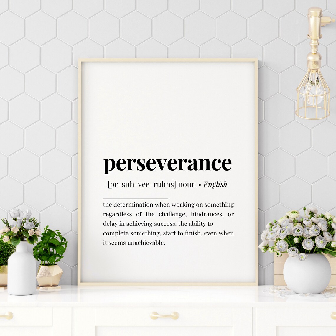 Perseverance Dictionary Definition Motivational Quote Typography Poster