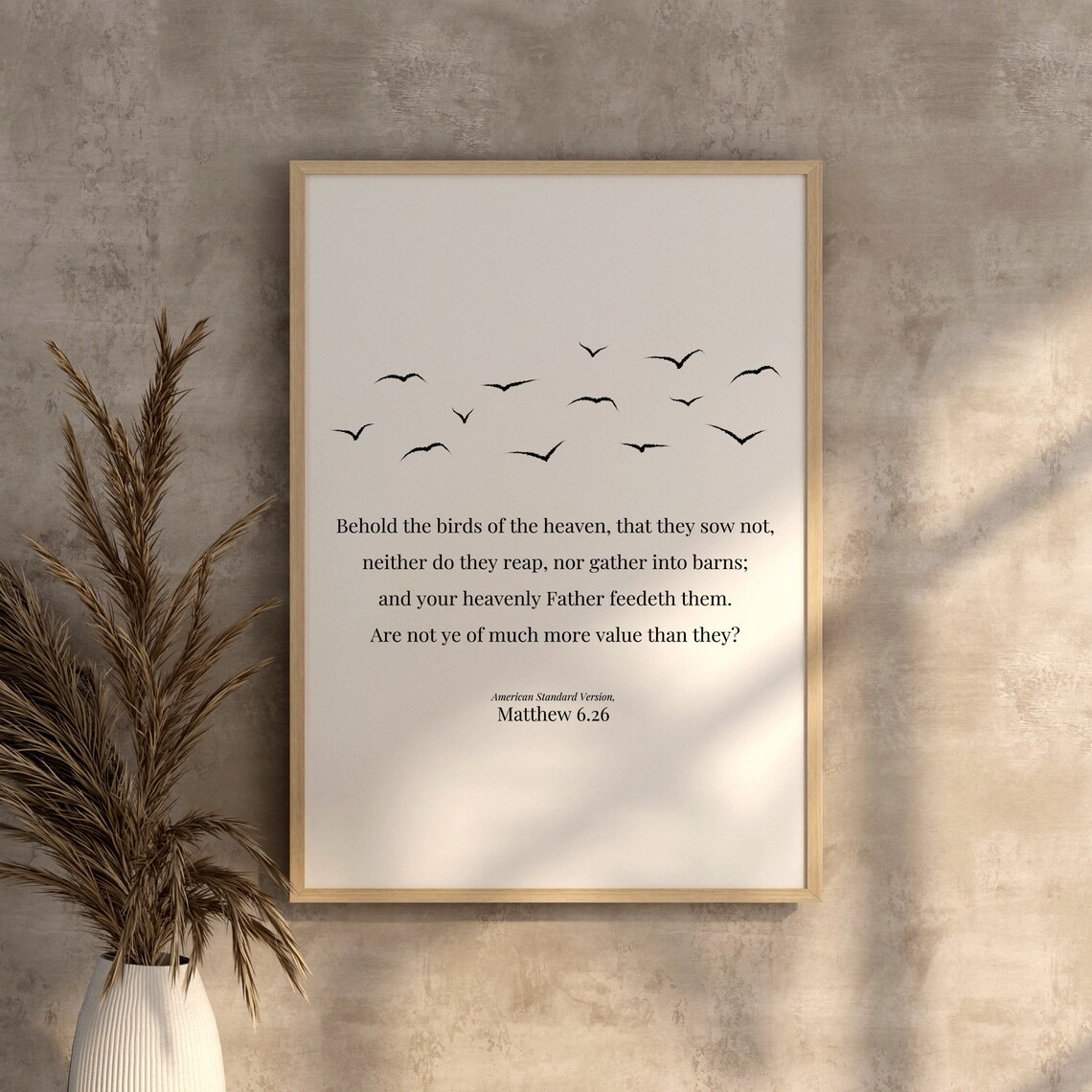 Behold the Birds Matthew 626 Flying Birds Silhouette Verse Poster - Image 2