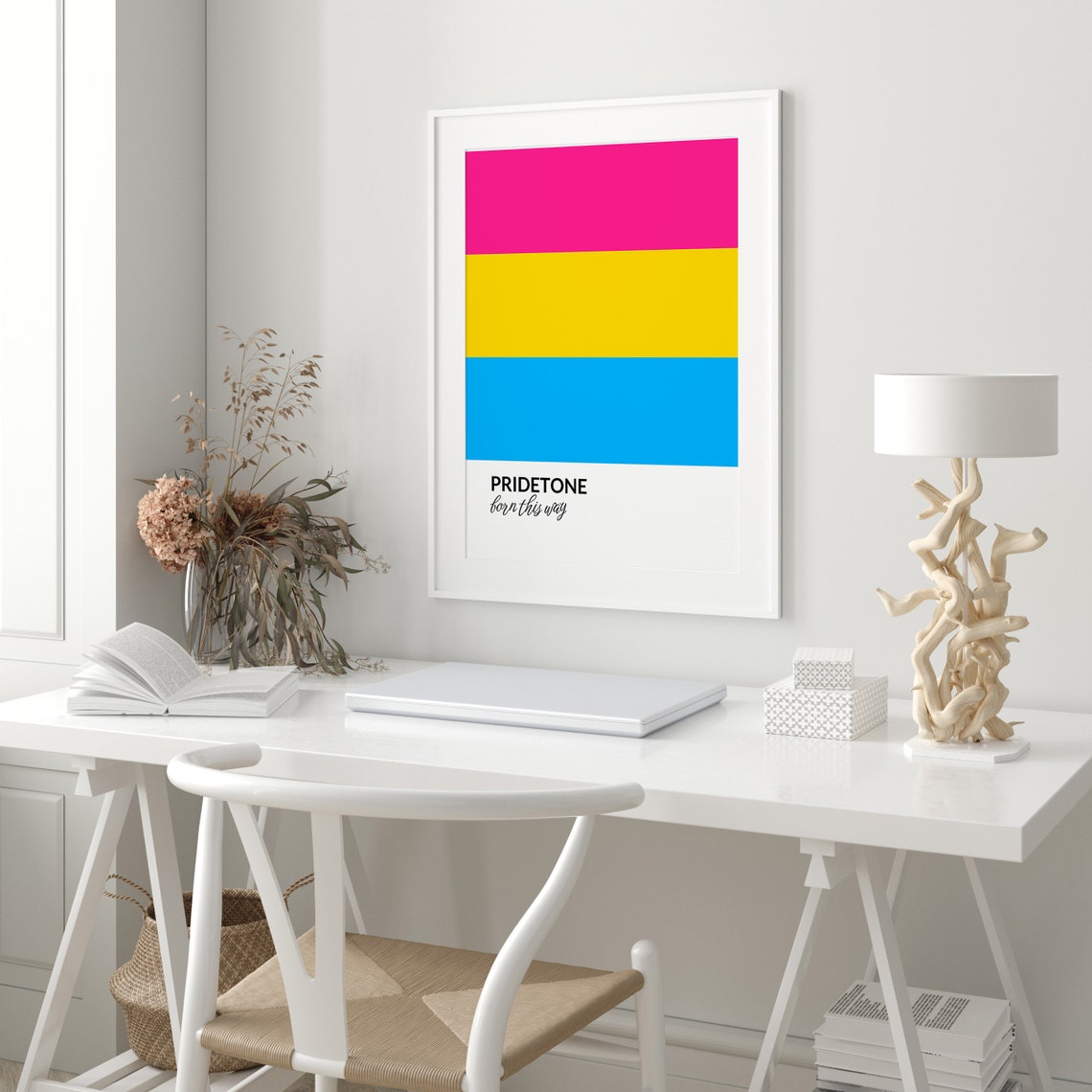 PRIDETONE Born This Way Pansexual Pride Flag Color Block Poster - Image 3