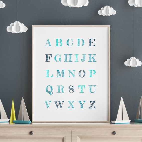 Nursery Alphabet Poster Quote Kids Room Sign Nursery Signs Kids Room Wall Art Nursery Art Abc Print School 5