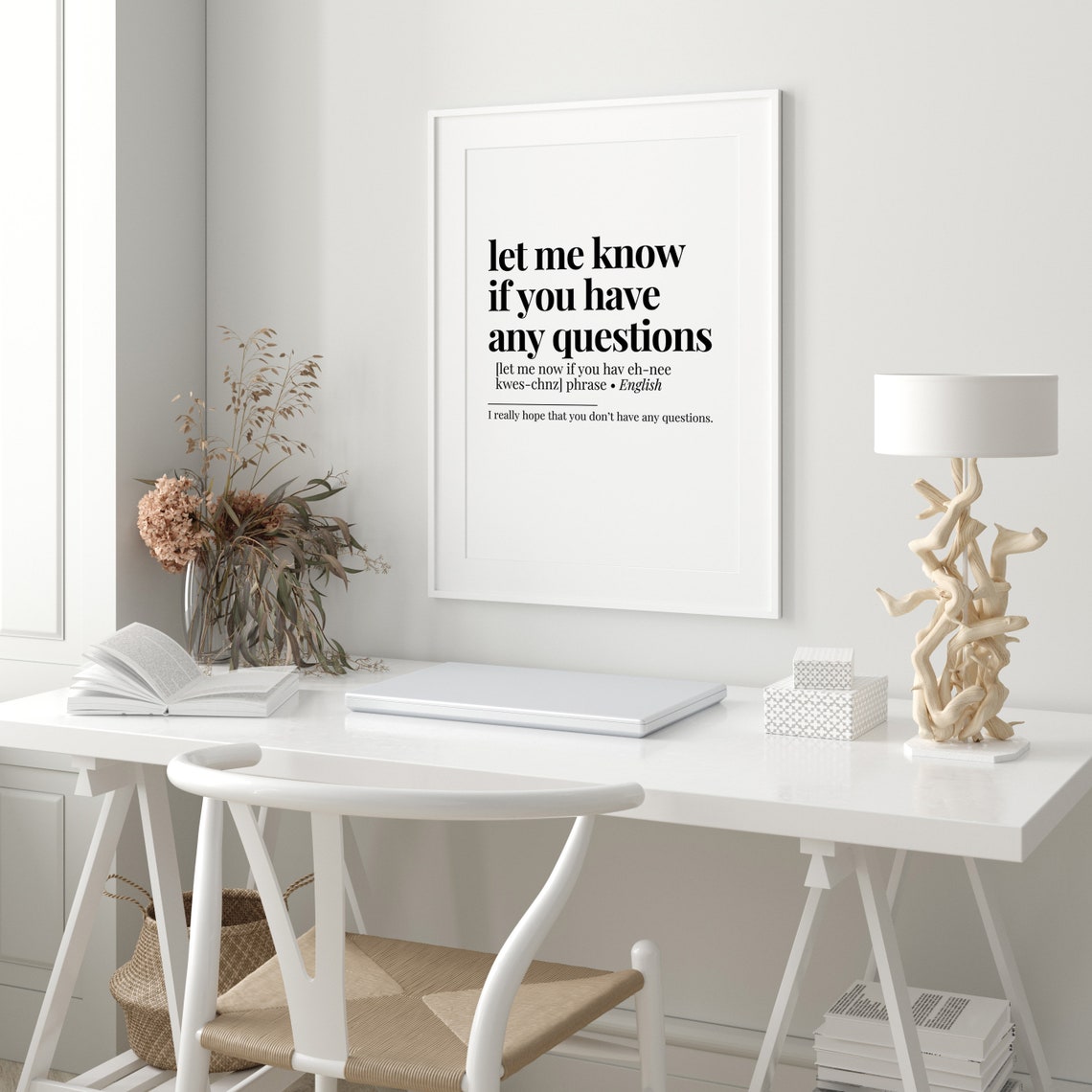 Let Me Know If You Have Any Questions Funny Office Poster Art - Image 3