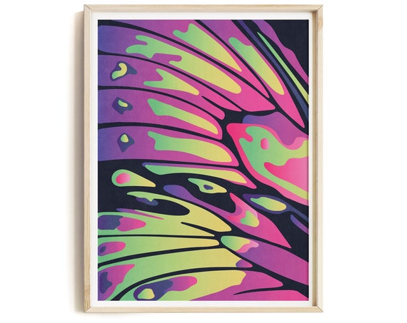 Butterfly Wall Art Print Girly Wall Art Print Gradient Butterfly Wing Art Pink And Black Room Decor For Teens Preppy Dorm Decor Aesthetic