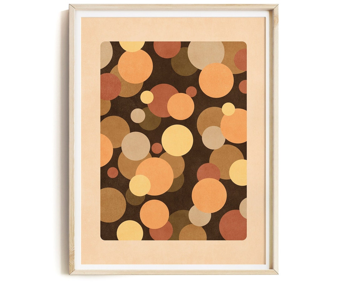 Warm Retro Geometric Circles Modern Abstract 70s Style Wall Art